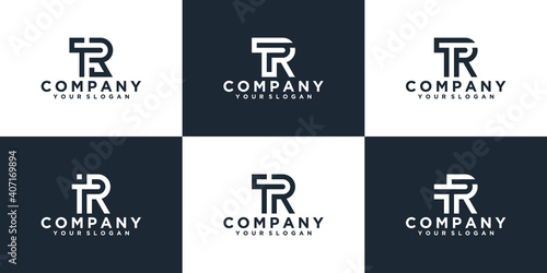Set of creative monogram letter tr logo design inspiration template for consulting, initials, financial companies