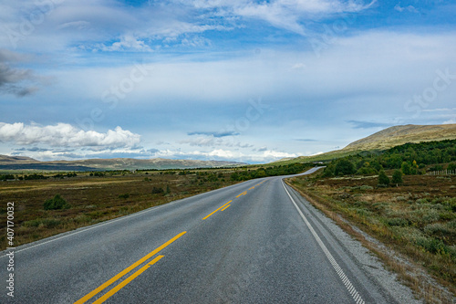 small littele lonely road in the nowhereof norway