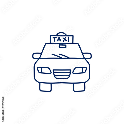 taxi doodle sketch style icon. isolated on white background simple ink hand drawn Vector illustration