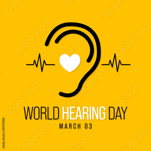 World Hearing Day is a campaign held each year on March 3rd to raise awareness on how to prevent deafness and hearing loss and promote ear and hearing care across the world. Vector illustration.