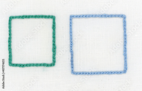 チェーンステッチのフレーム刺繍