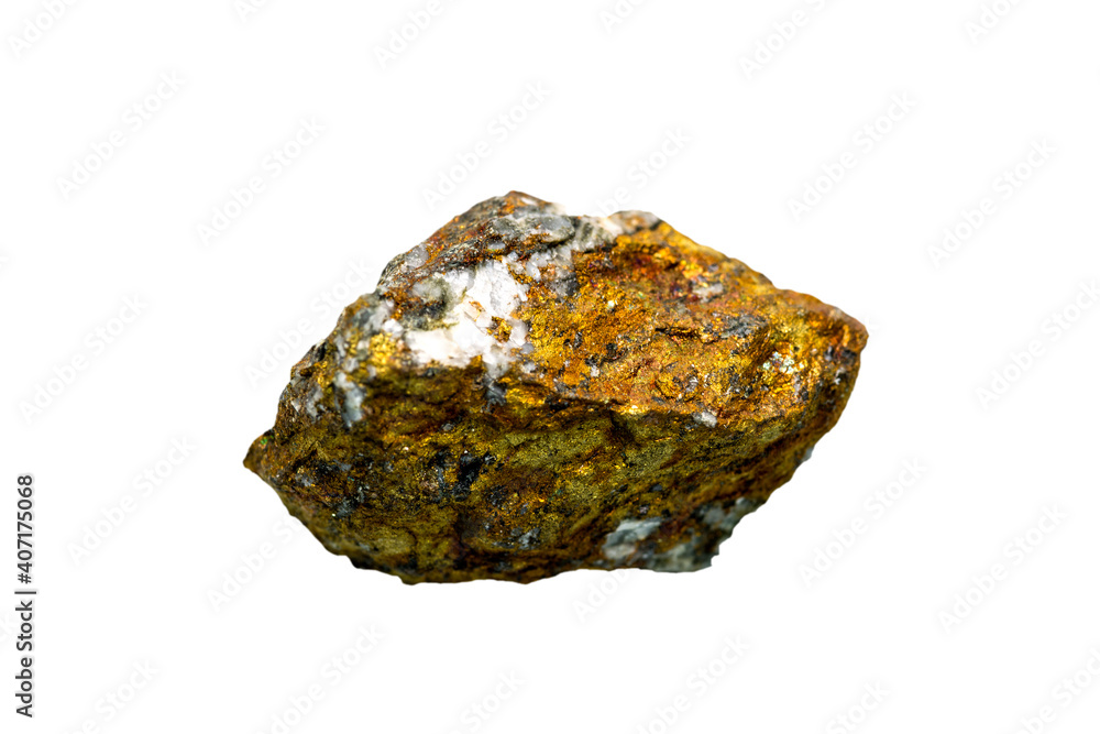 Chalcopyrite on a white background Chalcopyrite on a white background