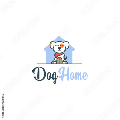 dog pet house home logo vector icon illustration