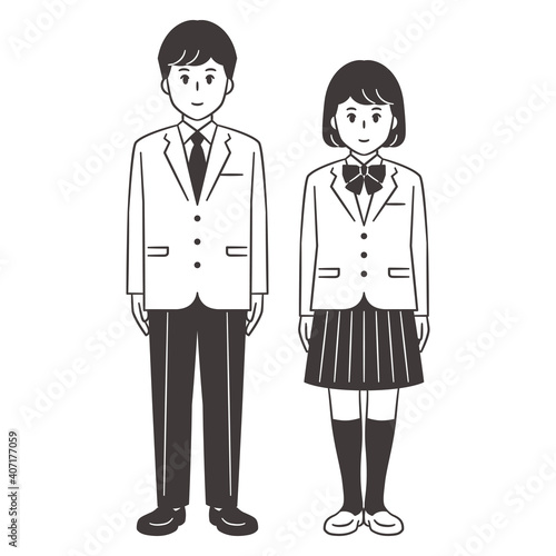 中高生　男女　全身　ブレザー