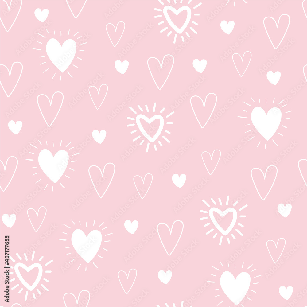 Seamless pattern for Valentine's Day with heart on a white background. Valentine's day, wedding and love concept. Vector