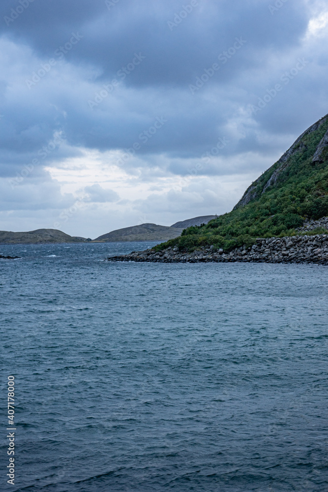 Bay from the sea in turquoise in Norway