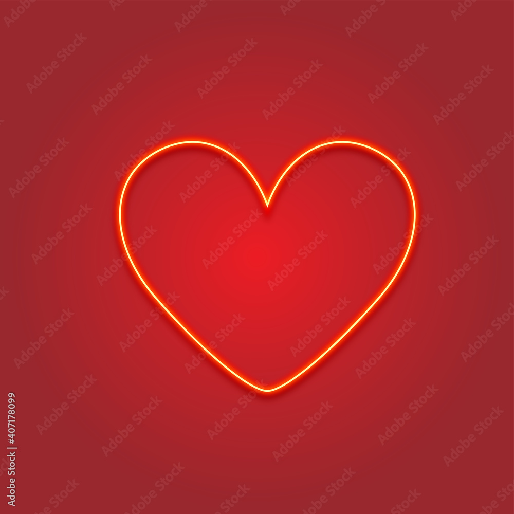 red neon heart on a red background red neon heart on a red background
