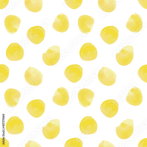 Vector illustration: seamless pattern of yellow watercolor circles