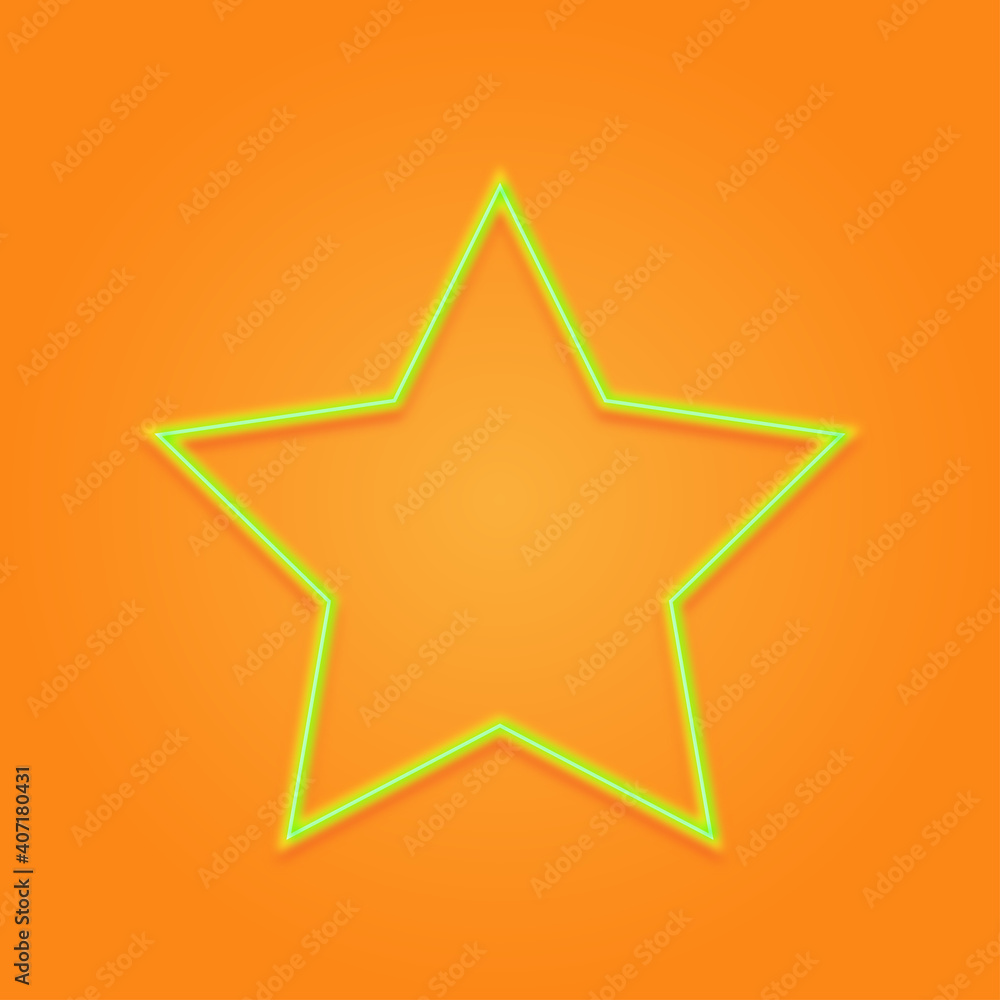 Obraz premium golden neon star on white background