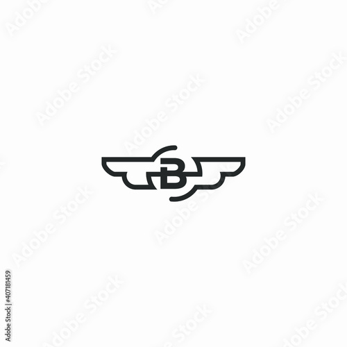 Initial letter B logo and wings symbol. Wings design element  initial Letter B logo Icon  Initial Logo Template