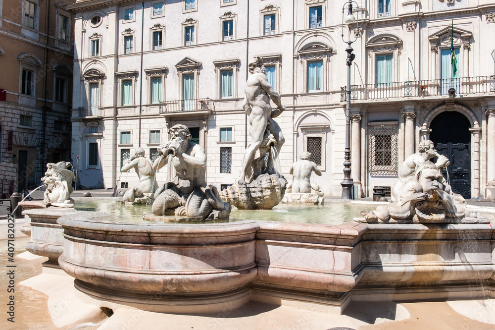 Naklejka premium Mohrenbrunnen auf Piazza Navona in Rom