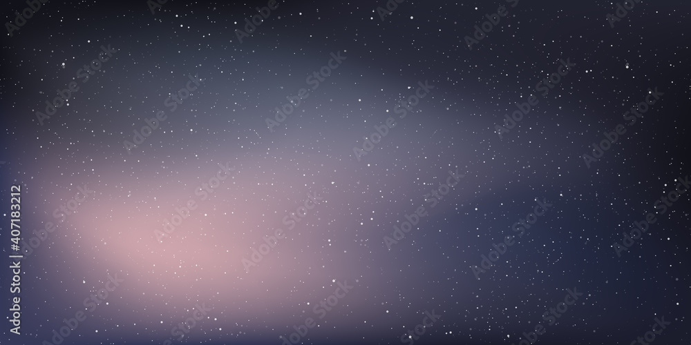 A high quality background galaxy illustration with stardust and stars illuminating the space.