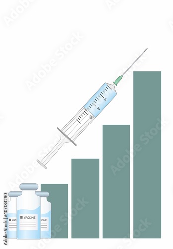 Coronavirus vaccine illustration and syringe. Covid-19