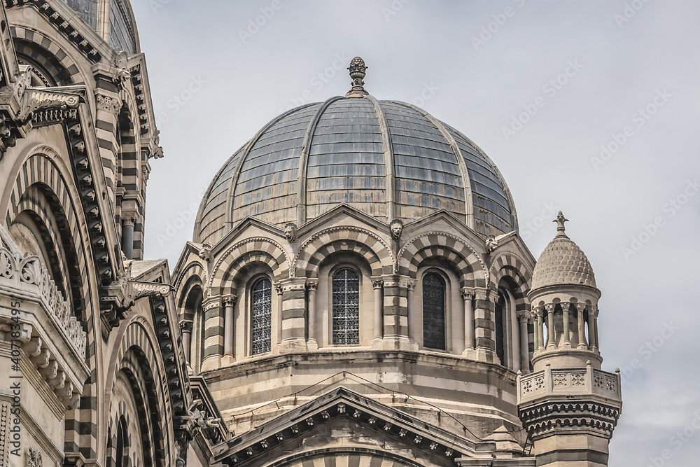 Cathedral of Saint Mary Major (Cathedrale de la Major, 1896) - Roman Catholic cathedral in Marseille, France. Cathedral of Saint Mary Major (Cathedrale de la Major, 1896) - Roman Catholic cathedral in Marseille, France.