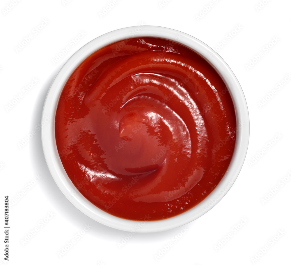 ketchup sauce in ramenkin - obrazy, fototapety, plakaty 