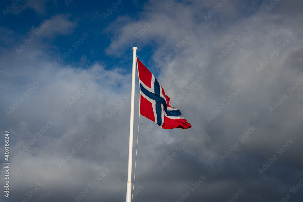 Flag of Norway on a ship