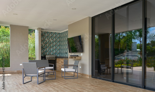 Furniture in a modern room. Country residence.