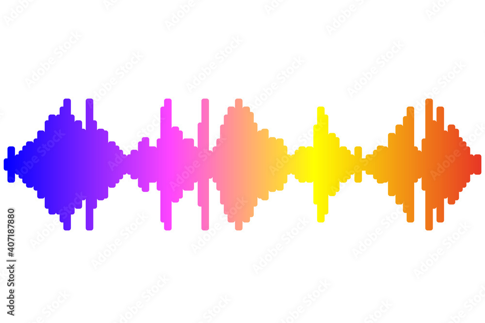 Pulse music player silhouette on white background. Audio colorful wave logo. Jpeg rainbow equalizer element illustration Pulse music player silhouette on white background. Audio colorful wave logo. Jpeg rainbow equalizer element illustration