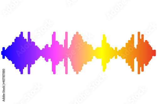 Pulse music player silhouette on white background. Audio colorful wave logo. Jpeg rainbow equalizer element illustration