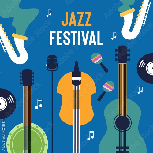Jazz music festival poster event invitation vector illustration
