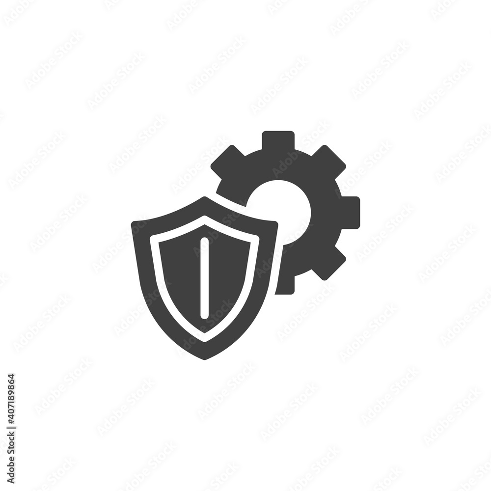 Cyber security technology vector icon. filled flat sign for mobile concept and web design. Shield and gear glyph icon. Symbol, logo illustration. Vector graphics Cyber security technology vector icon. filled flat sign for mobile concept and web design. Shield and gear glyph icon. Symbol, logo illustration. Vector graphics