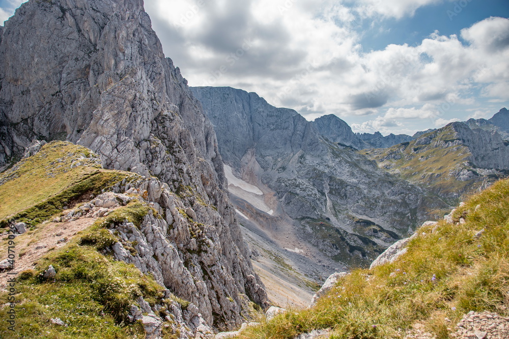 Rocky mountain scenery. Panorama of beautiful mountains from a height, Montenegro.