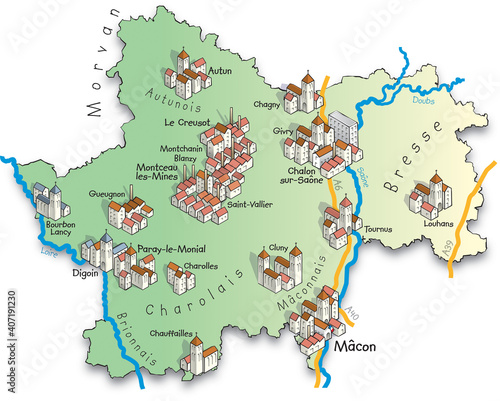 71 Carte du département de Saône-et-Loire