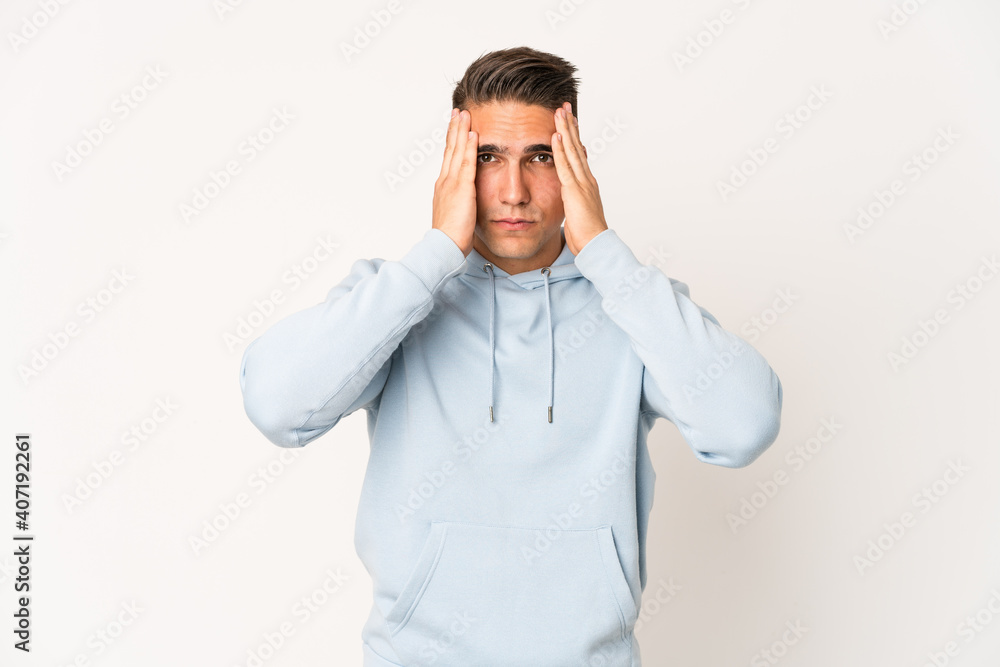 Young caucasian handsome man isolated crying, unhappy with something, agony and confusion concept. Young caucasian handsome man isolated crying, unhappy with something, agony and confusion concept.