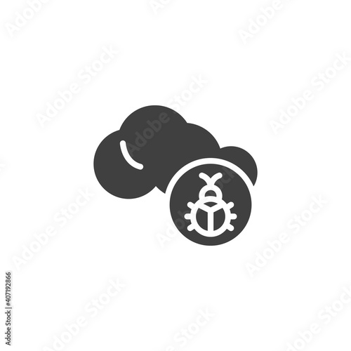 Cloud computing virus vector icon. filled flat sign for mobile concept and web design. loud with bug glyph icon. Symbol, logo illustration. Vector graphics © alekseyvanin