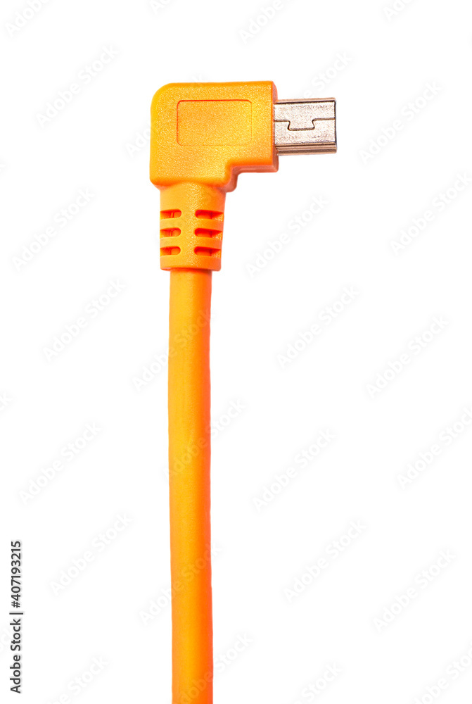 Orange USB cable isolated on white background Orange USB cable isolated on white background