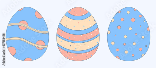 A set of multi-colored vector Easter eggs. Easter holiday