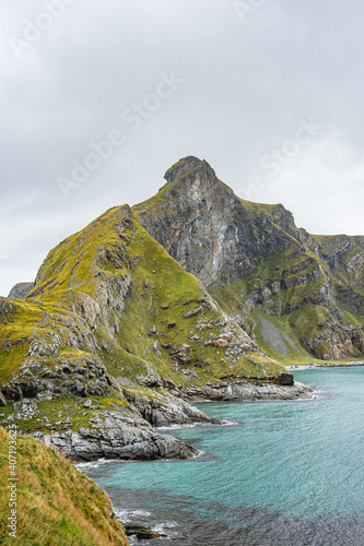 Abstract mountains of island Værøy photo