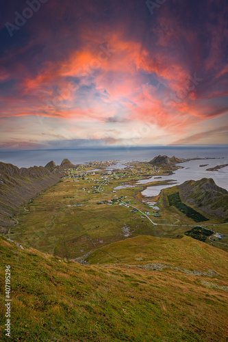 View over Sørland on the norwegian island Værøy