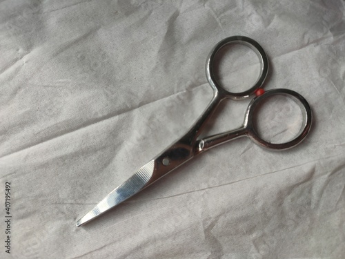 a steel scissors in a white backgorund