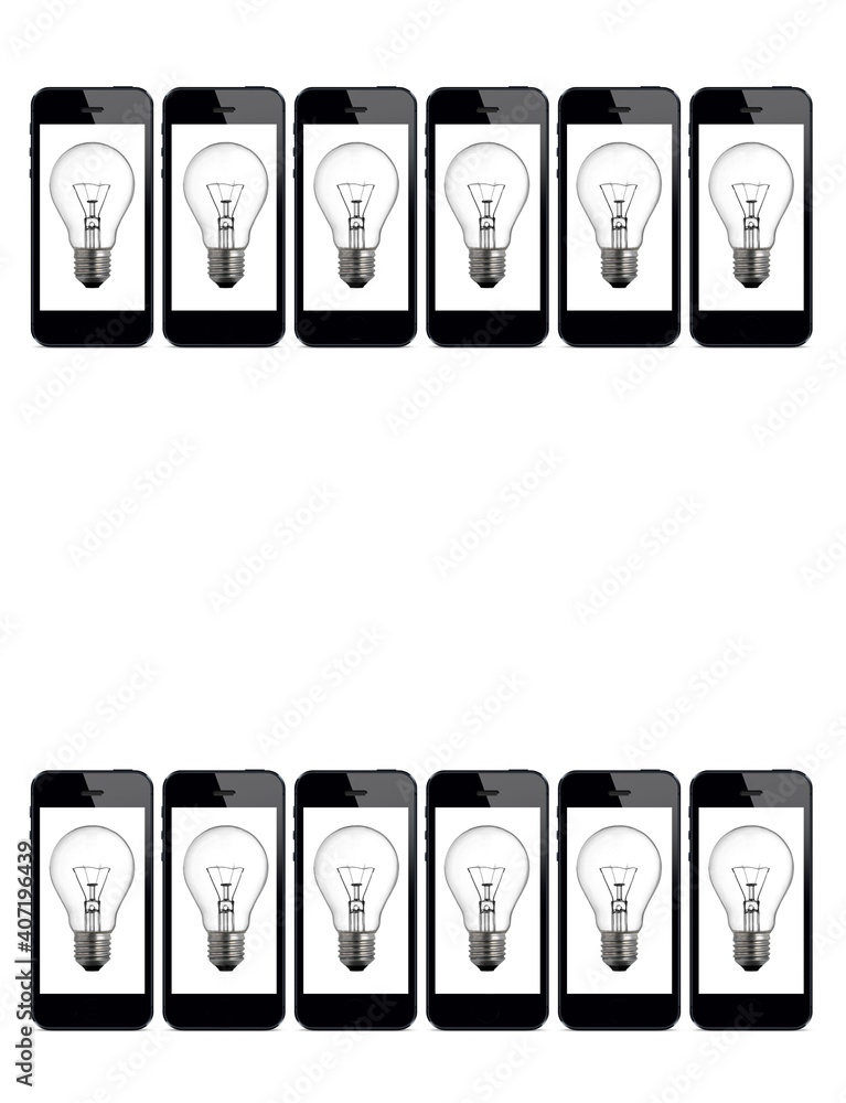 smartphones with white and dark screens on a white background smartphones with white and dark screens on a white background