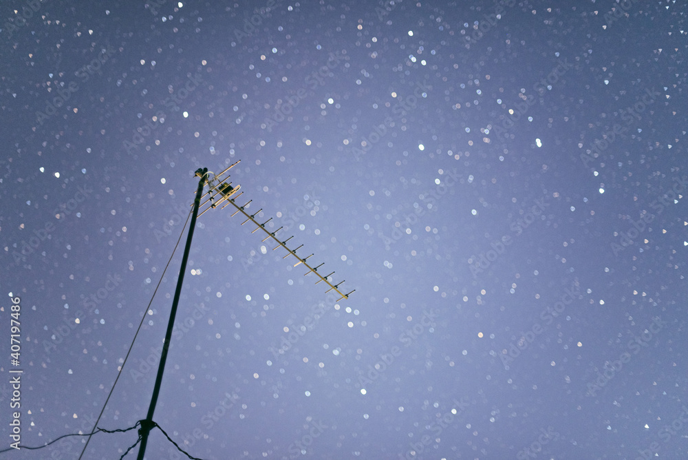 satellite dish on blue sky stars background satellite dish on blue sky stars background