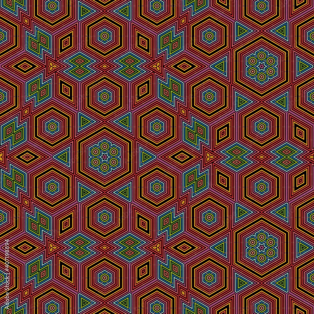 Abstract pattern design for background, contemporary, scarf pattern texture for print on cloth, cover photo, website, batik, mandala decoration, aztec, retro, vintage, trend, 3d illustration, baroque