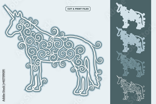 Unicorn Vector 3D Layered Eps 10