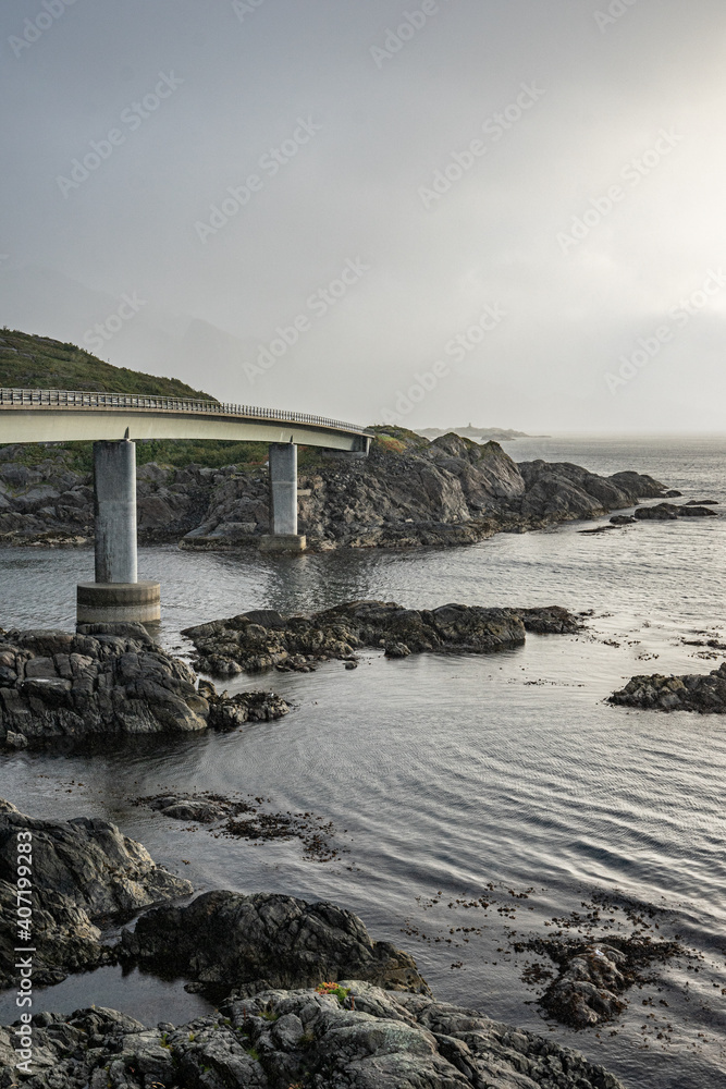 Bridge over the ocean on lofoten islands