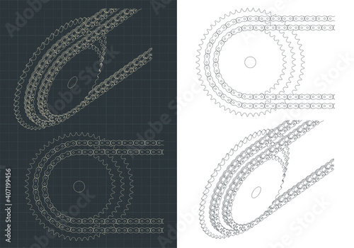 Chain transmission drawings