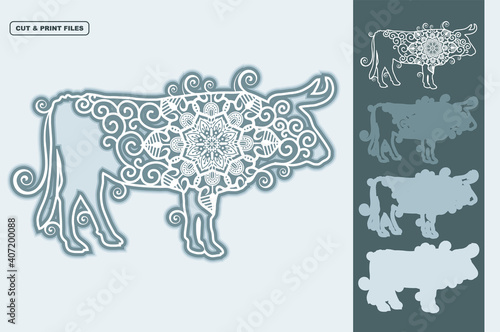 Buffalo Vector 3D Layered Eps 10