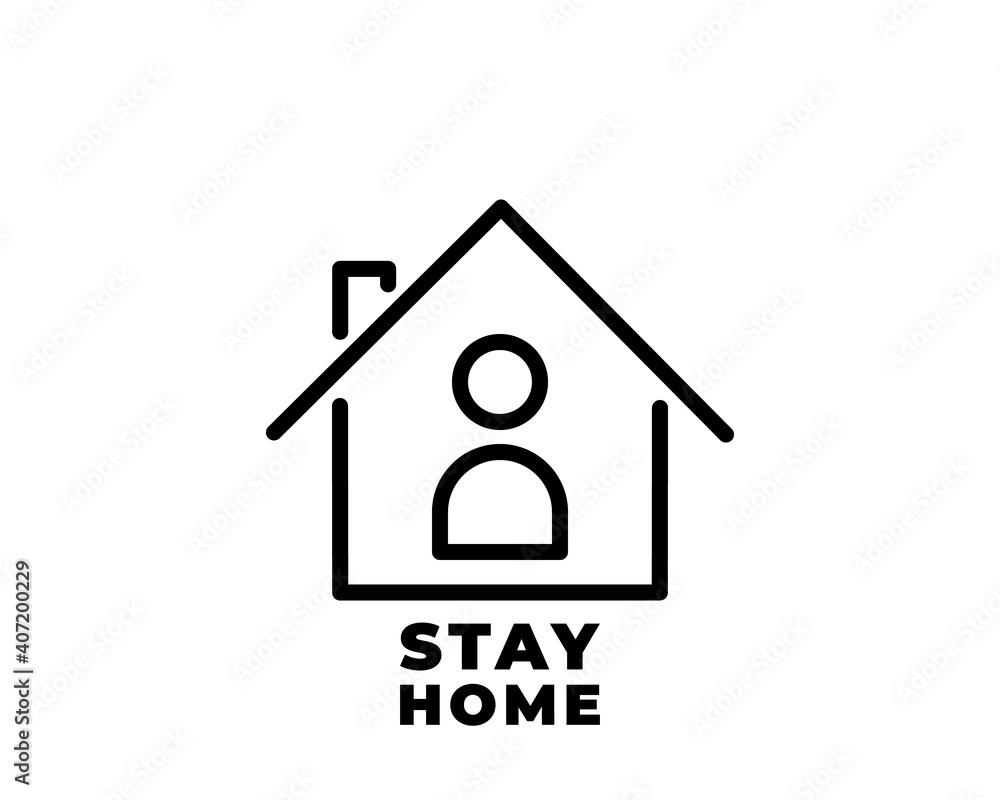Stay home icon. Stay Safe. Human figure at home, isolation. Quarantine. Vector illustration isolated on white.