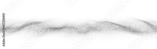 Wave 3d. Abstract wave dots on white background. Big data. Technology background. EPS 10. Digital dynamic wave of particles.