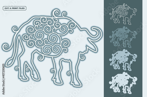 Buffalo Vector 3D Layered Eps 10
