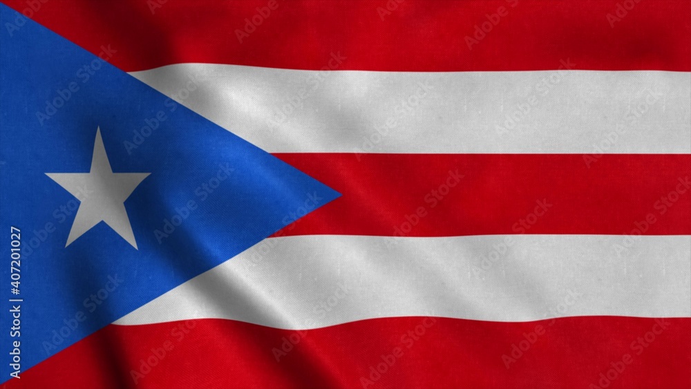 Naklejka premium Puerto Rico flag, waving in wind. 3d illustration