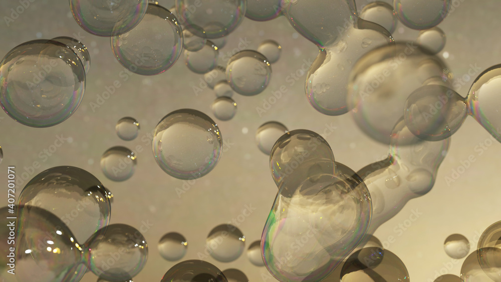 Bubbles floating in the air