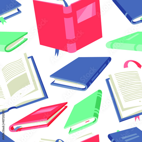 Seamless Pattern with Cartoon drawing book for Student. Hand drawn school object. Actual Vector illustration about Reading. Creative art work 