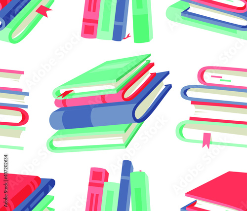 Seamless Pattern with Cartoon drawing book for Student. Hand drawn school object. Actual Vector illustration about Reading. Creative art work 