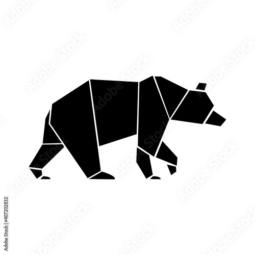 Isolated Black bear on the white background.  Bear silhouettes. Bear hand drawn. Vector EPS 10.