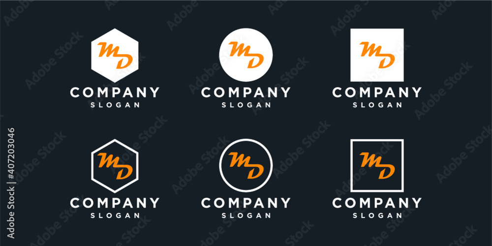 Set of creative letter MD logo design template. icons for business of luxury  elegant  simple.